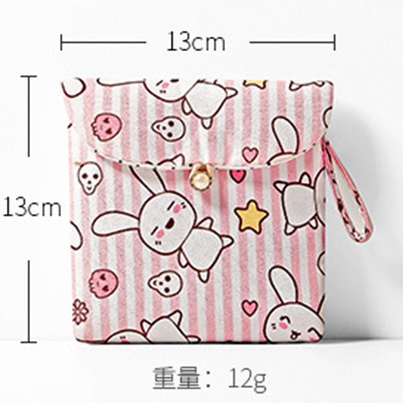 [Hàng mới về] Túi đựng băng vệ sinh bằng vải cotton họa tiết hoạt hình dễ thương