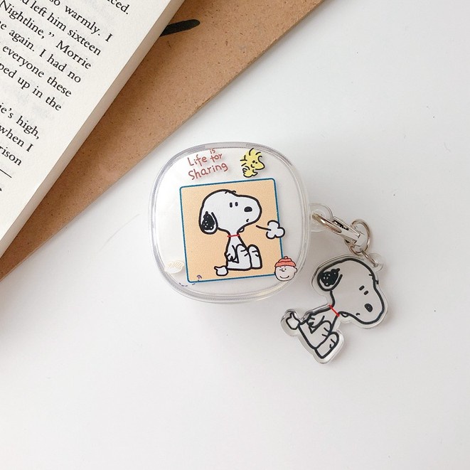 Vỏ Bảo Vệ Hộp Sạc Tai Nghe Tws Làm Từ TPU Mềm Trong Suốt Họa Tiết Hoạt Hình Dễ Thương Kèm Móc Khóa