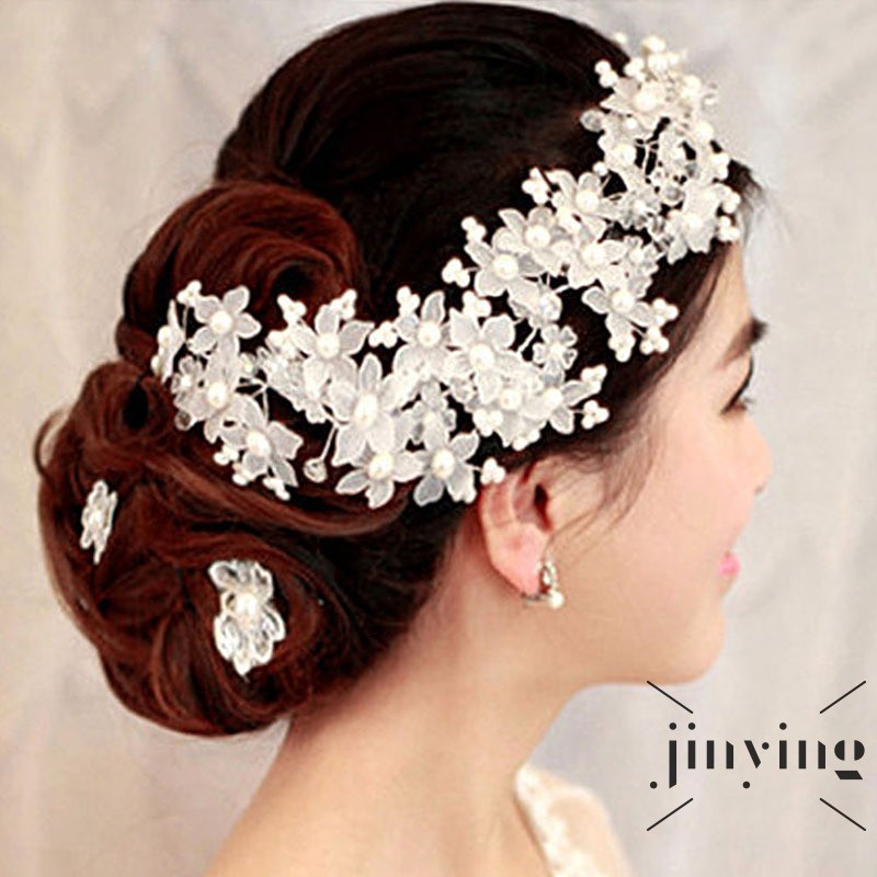 GETNOIVAS Trâm cài tóc hoa ngọc trai thanh lịch quý phái cao cấp cho cô dâu