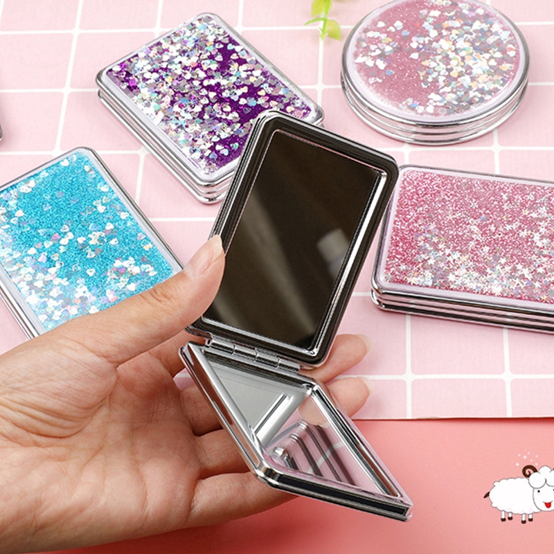 Gương mini thiết kế vỏ kim tuyến nước lấp lánh chất lượng cao
