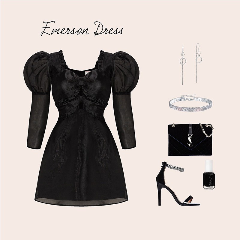 Váy nơ ngực vai phồng tingoan EMERSON DRESS/BL | BigBuy360 - bigbuy360.vn