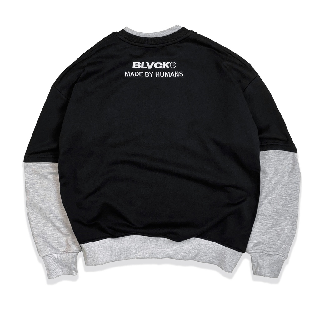 Áo nỉ tay dài BLVCK Double layer - Màu đen và xám