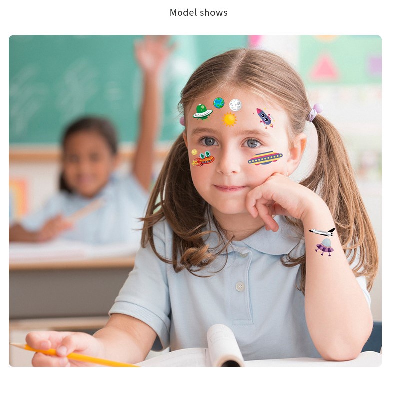 Hình xăm tatoo sticker KHÔNG GIAN VŨ TRỤ dán chống thấm nước cho bé sáng tạo vui chơi an toàn