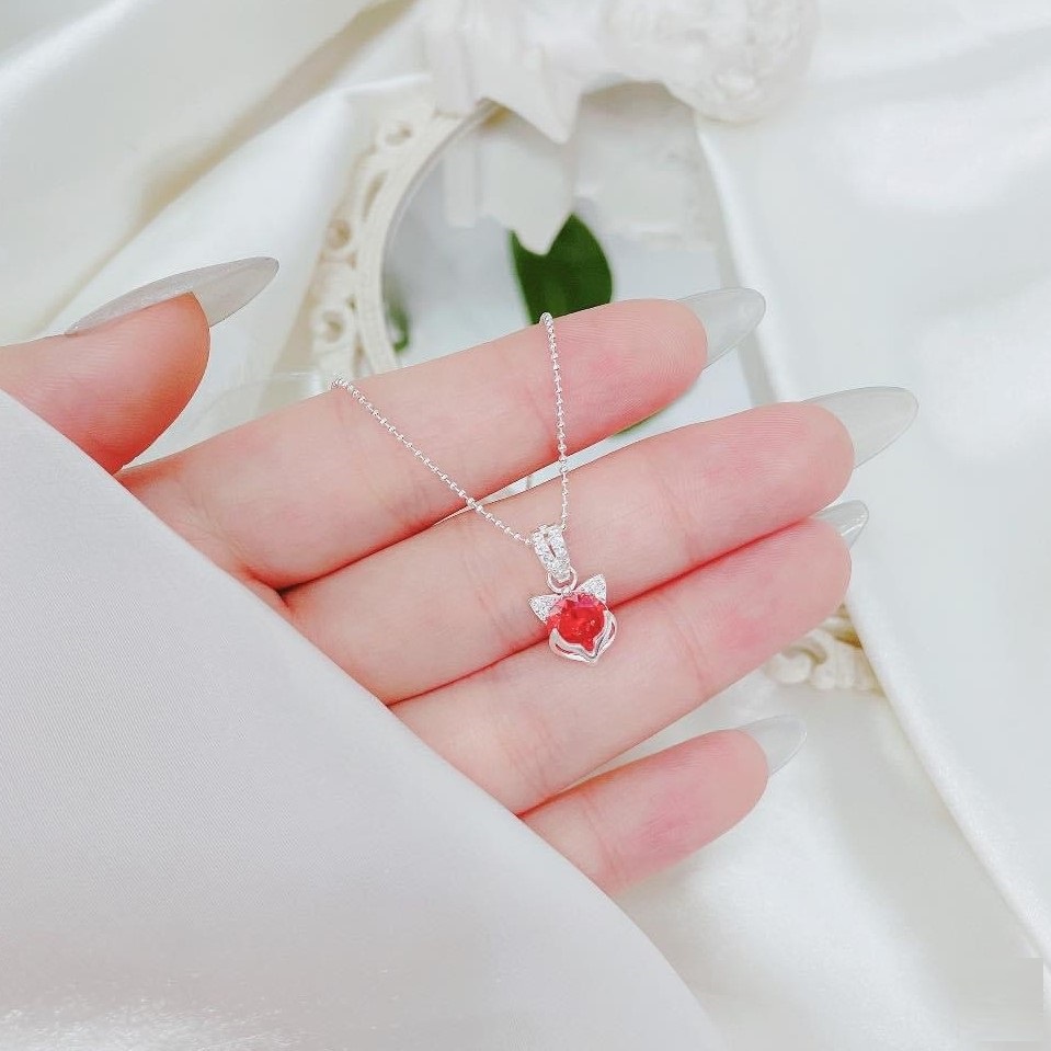 Dây chuyền bạc nữ mặt hồ ly đính đá màu - Trang sức bạc Evasilver