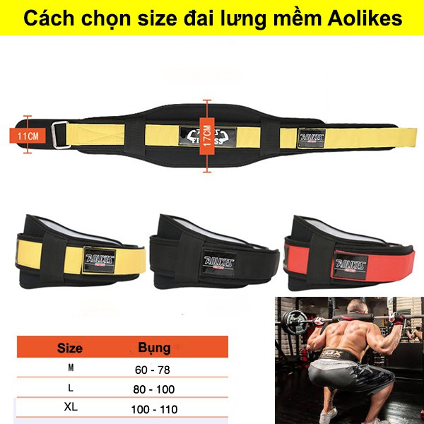 Đai Lưng Mềm Tập GYM Aolikes Fitness Hỗ Trợ Bảo Vệ Lưng Tập Chân Mông