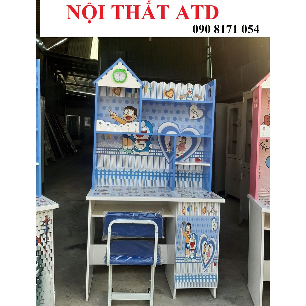 Bàn học sinh kitty cho bé gái, bàn học sinh doremon cho bé trai, kích thước 80 cm và 1m | BigBuy360 - bigbuy360.vn