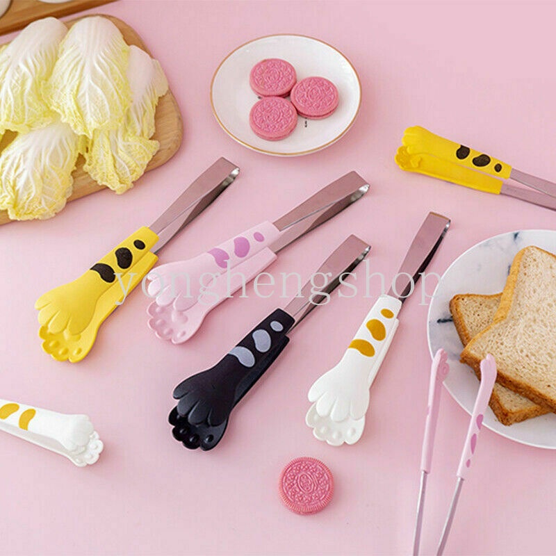 Kẹp Gắp Thức Ăn Bằng Thép Không Gỉ Hình Chân Mèo Dễ Thương