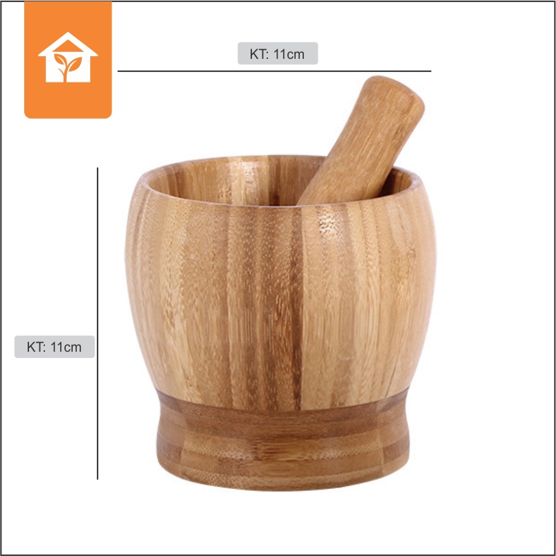 Cối gỗ tre giã tỏi  cho gia đình
