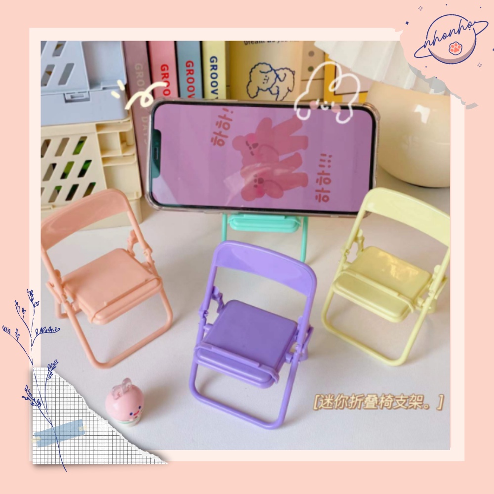 Giá đỡ điện thoại ipad HÌNH GHẾ MÀU PASTEL để bàn decor gấp gọn đa năng nhựa cao cấp