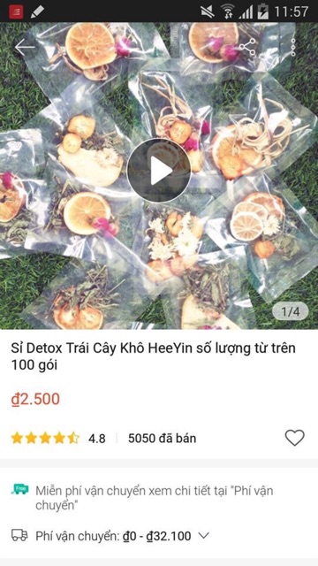 Sỉ 1 gói detox trái cây sấy Heeyin