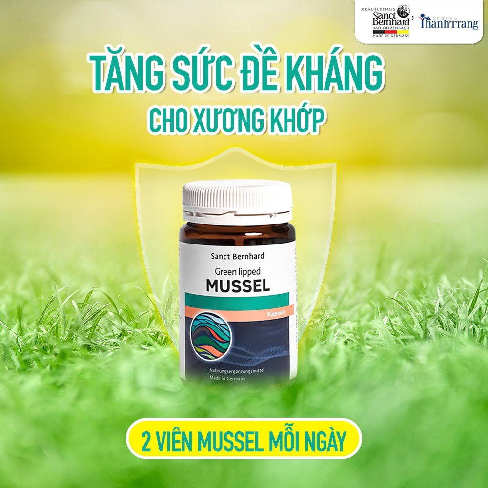 Viên uống bổ khớp, giảm đau xương khớp Vẹm xanh Mussel tái tạo sụn (hộp 60 viên) - [ Chính hãng Sanct Bernhard Đức]