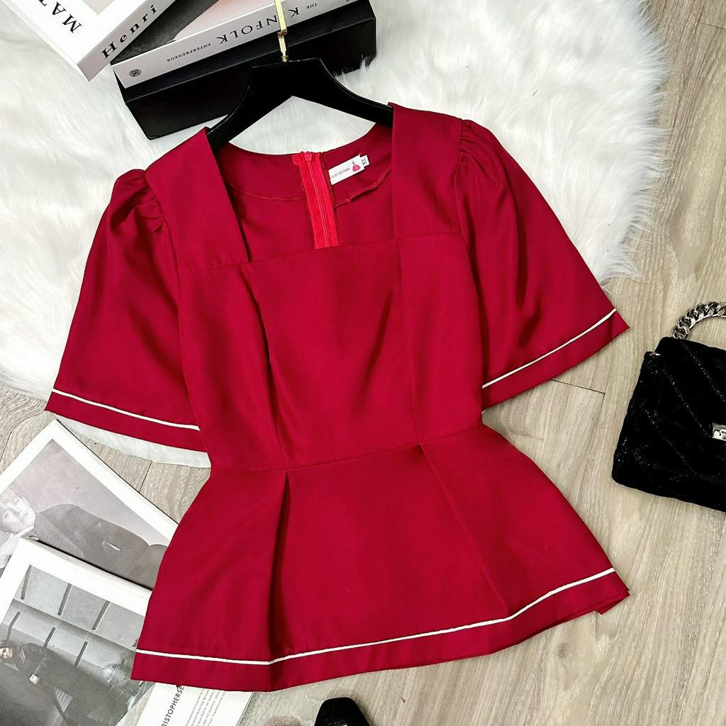 Áo bigsize nữ kiểu cổ vuông peplum viền áo dự tiệc đi chơi 50-90kg