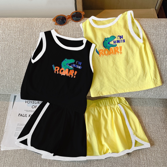 Bộ bé trai ba lỗ sát nách cotton thấm hút mồ hôi cho bé mặc nhà, đi chơi Magickids Quần áo trẻ em mùa hè BR22009
