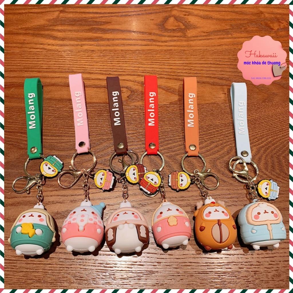 Móc khóa bé Molang nhiều màu, móc khóa cặp đôi, dùng làm móc khóa treo túi xách, balo