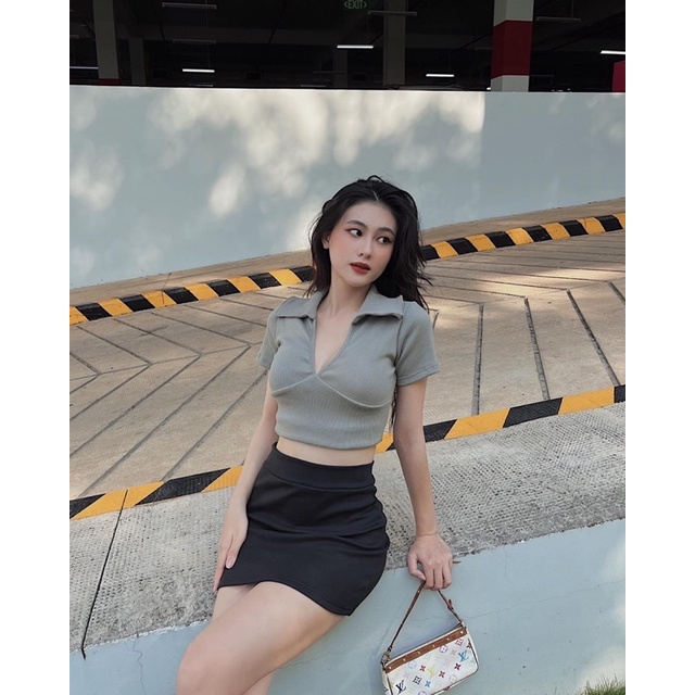 ÁO CROPTOP POLO TAY NGẮN CÚP NGỰC▪Polo croptop▪️