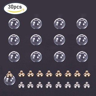 Bộ 30 hạt thủy tinh tròn kèm phụ kiện dùng làm đồ thủ công độc đáo