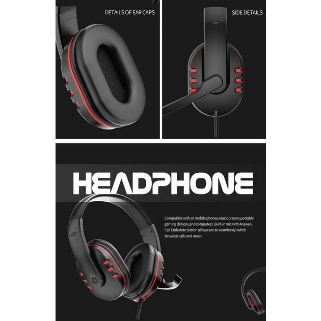 Tặng Jack Cắm Máy Tính  Tai Nghe Chụp Tai Gaming ASPOR A216, Có MIC, Hỗ Trợ PS4/XB1S/XBXS/PC/Laptop/Điện Thoại...