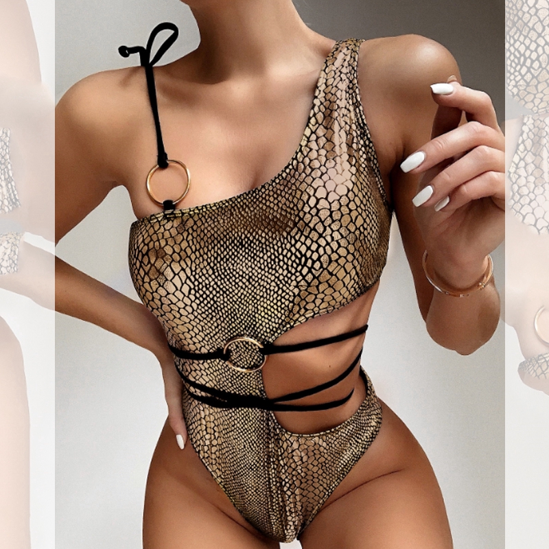 Đồ bơi 1 mảnh trễ vai họa tiết da rắn | BigBuy360 - bigbuy360.vn