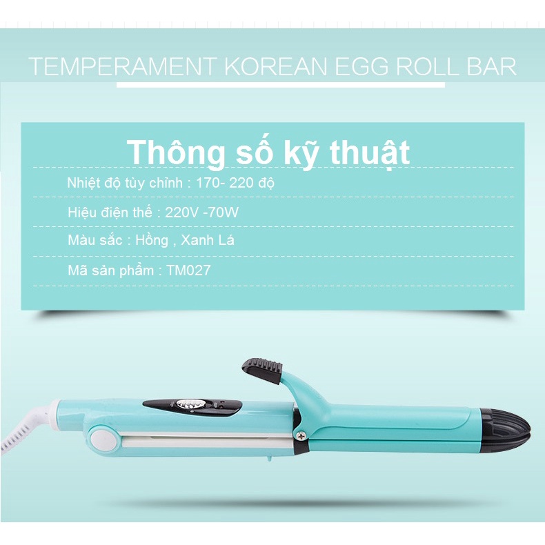 Máy uốn duỗi tóc 2 trong 1 đa năng tiện lợi, nhiệt độ tùy chỉnh TickMua TM027