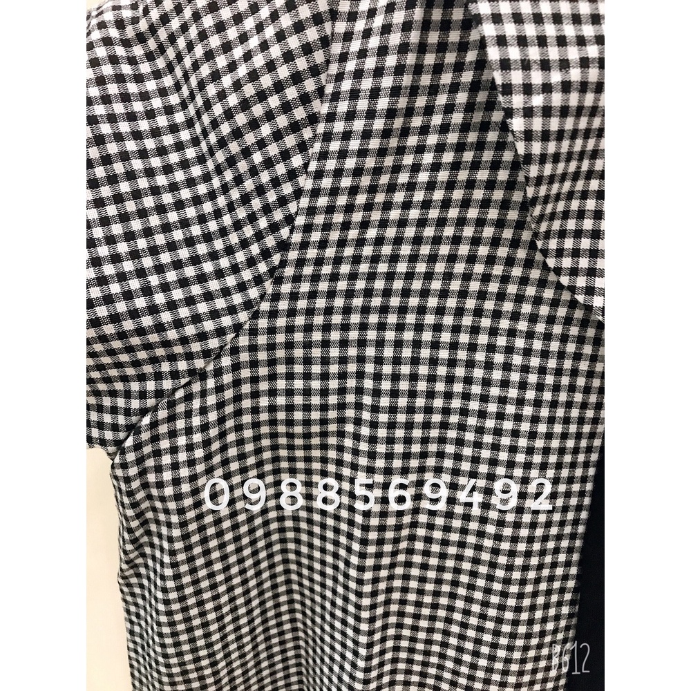 Váy Bầu Công Sở - Đầm Bầu GUME kẻ caro đen dáng đuôi cá nơ cổ chất vải thô cotton mềm mát size từ 40-100kg  MYC1188