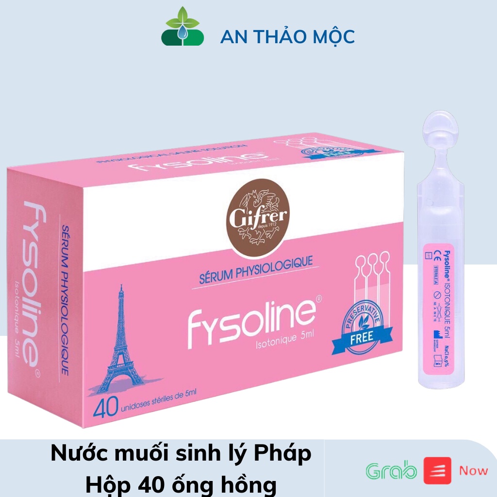 Fysoline nước muối sinh lý pháp,vệ sinh mắt mũi miệng cho bé.Hộp 40 ống hồng.anthaomoc