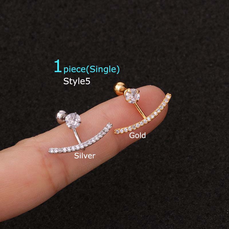 Khuyên tai chất liệu đồng đính đá zirconia cá tính