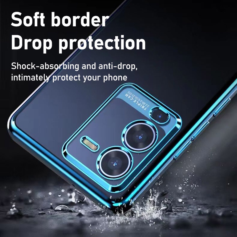 Ốp Điện Thoại TPU Mềm Trong Suốt Viền Mạ Màu Cho Vivo V25 Pro V25Pro 5G