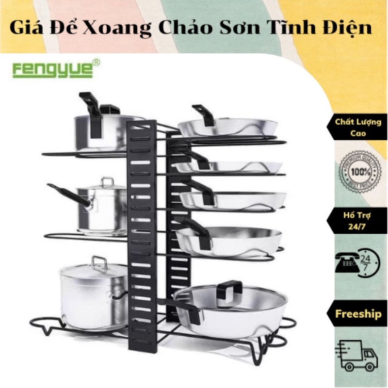 Kệ giá để chảo xoong nồi, giá gác vung, úp chảo bằng sơn tĩnh điện gọn gàng ngăn nắp nhiều tầng sang xịn mịn