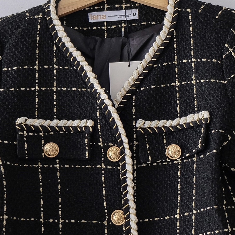 Áo Blazer Dạ Tweed Border Linen Jacket | HQ2158 | Lana Official | BigBuy360 - bigbuy360.vn