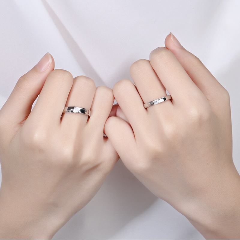 Nhẫn đôi Cặp nhẫn bạc 925 Bạc Cổ Điển Có Thể Điều Chỉnh Kích Cỡ cho cặp đôi