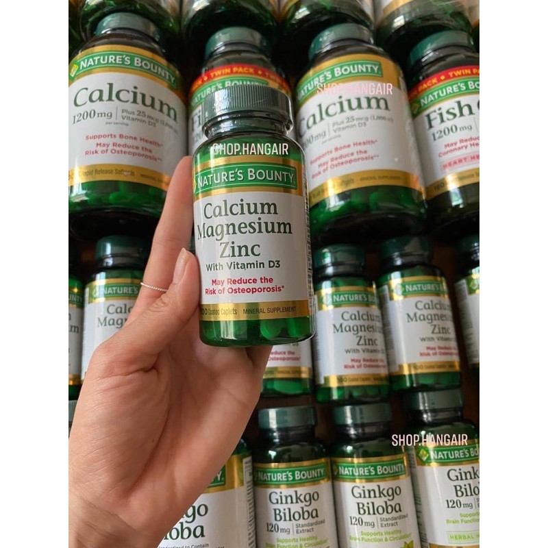 Nature’s Bounty Calcium Magnesium Zinc with D3 bổ sung Canxi magie kẽm ngừa loãng xương, giúp xương chắc khoẻ 100v từ Mỹ