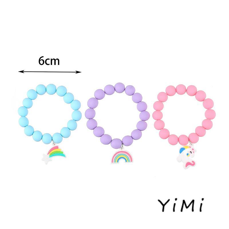 【Yimi.Vn】Vòng Tay Chuỗi Hạt Cao Su pvc Mềm Mại Hình Kỳ Lân Cầu Vồng Cảm Giác Đáng Yêu Cho Trẻ Em