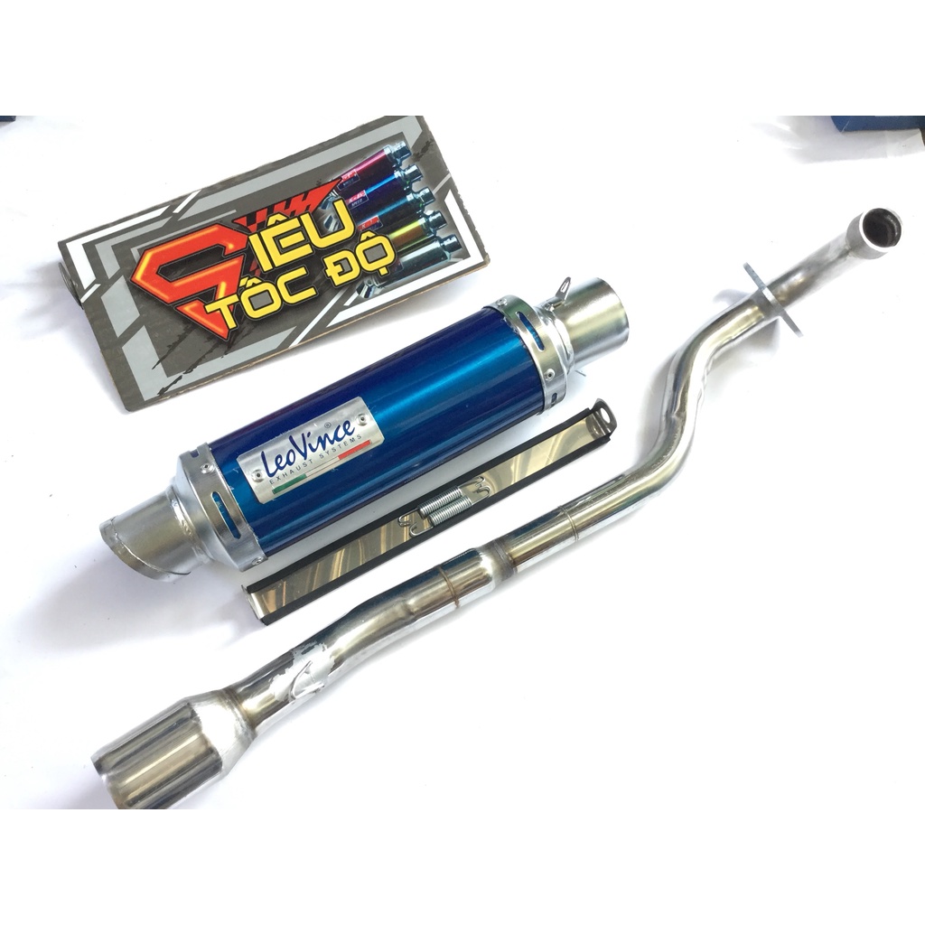 Pô leovince XANH FULL CỔ INOX GẮN CHO NHIỀU LOẠI XE