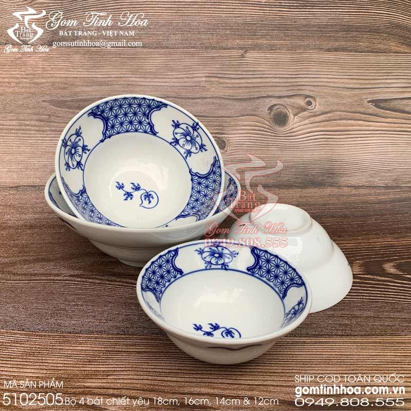 Bộ bát chiết yêu hoa chanh gốm sứ cao cấp