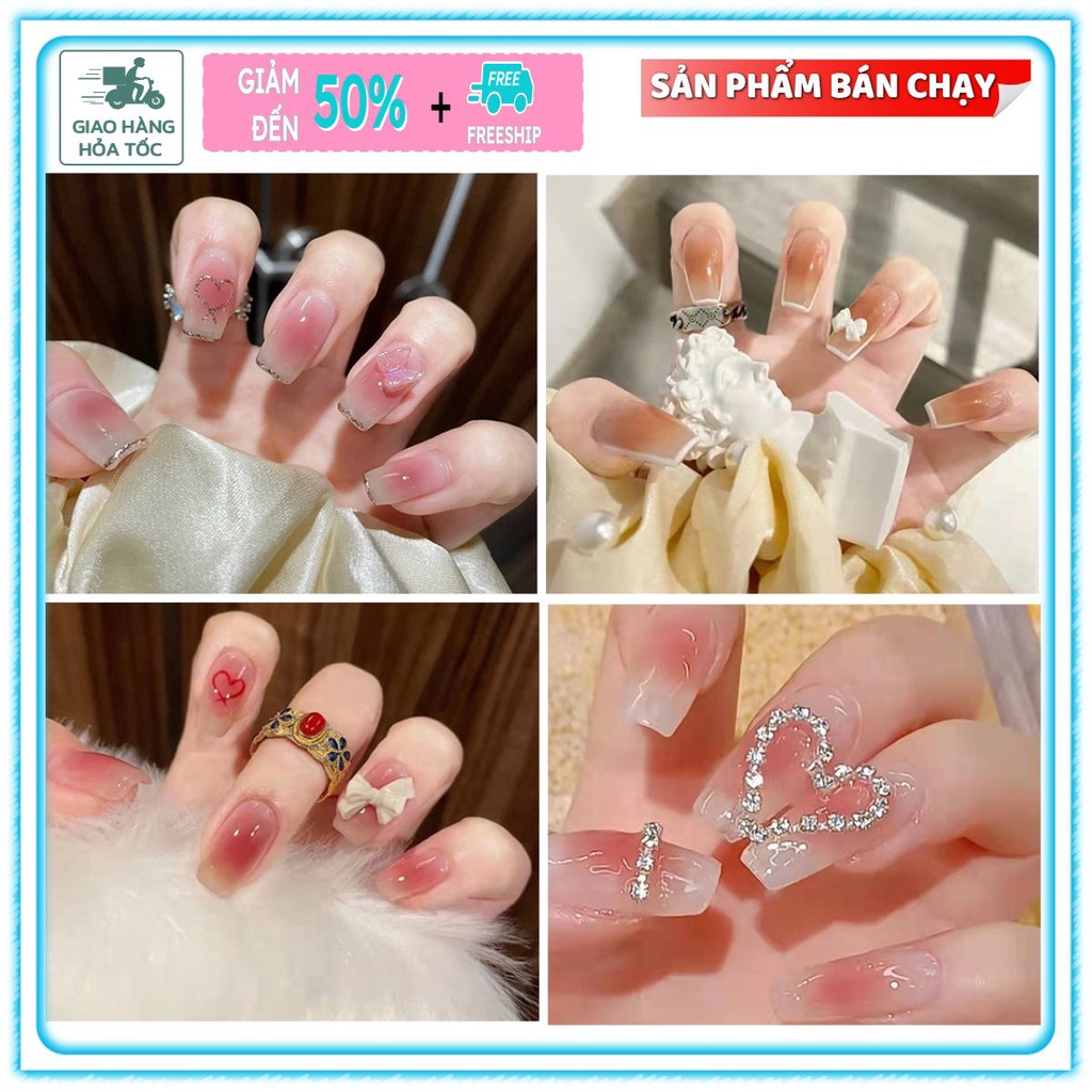 Móng giả đính đá /kèm keo/ nail thời trang nữ