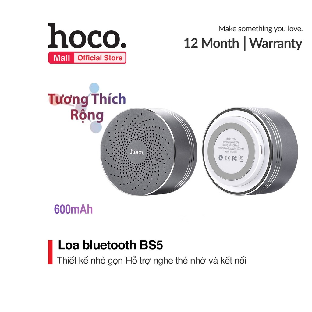 [Mã ELHACE giảm 4% đơn 300K] Loa Bluetooth Hoco BS5 600mAh