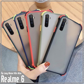 Ốp lưng cho Oppo Realme 6 trong nhám viền màu 4 Gốc chống sốc