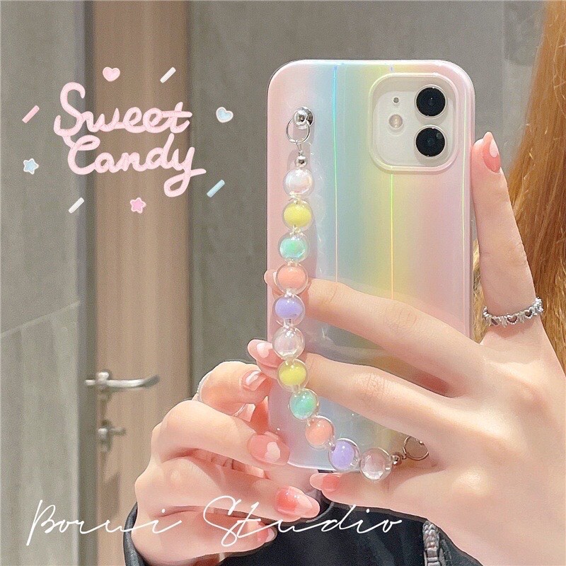 Ốp Điện Thoại  dẻo màu sắc cầu vồng dây xích iphone Cho 12 / 11Pro / Max Apple X / XS / XR / SE