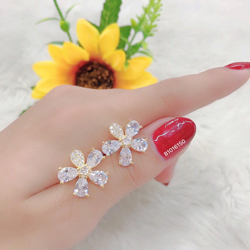 Bông tai nữ đính đá trắng UHA , chuôi cài chắc chắn, kiểu dáng hiện đại, thu hút, sang trọng