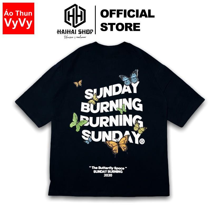 Áo Thun Tay Lỡ Unisex Phom Rộng Sunday Burning Cotton 75%, Dày Mịn Đẹp.