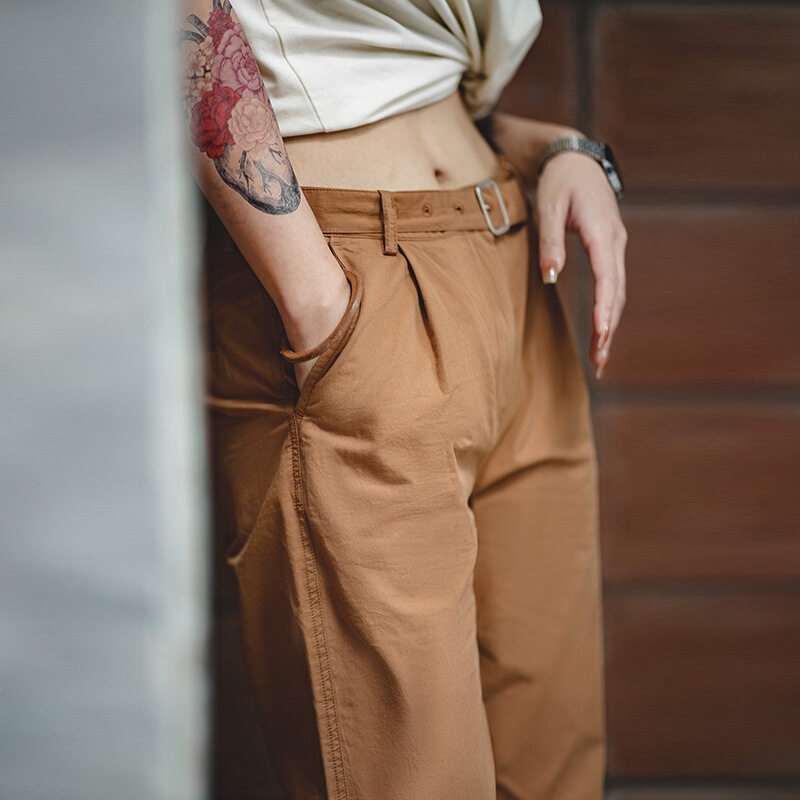 MADEN Hàng Mới Về Quần Dài Cotton Dáng Suông Phong Cách Retro Mùa Thu 2022 Cho Nữ