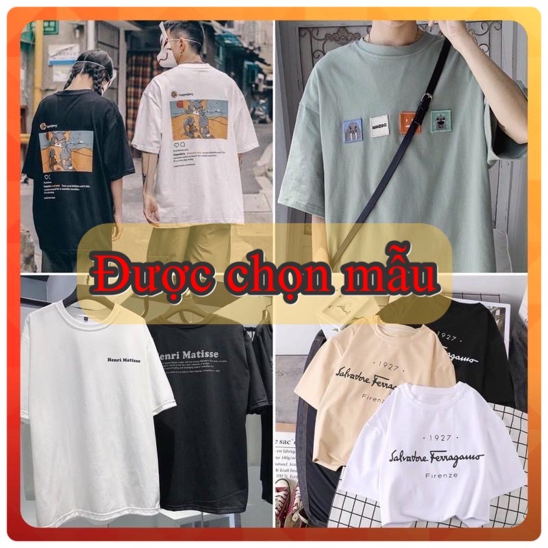 [Được chọn mẫu] Combo 10 áo thun tay lỡ form rộng Ulzzang - phông unisex nam nữ đều mặc được