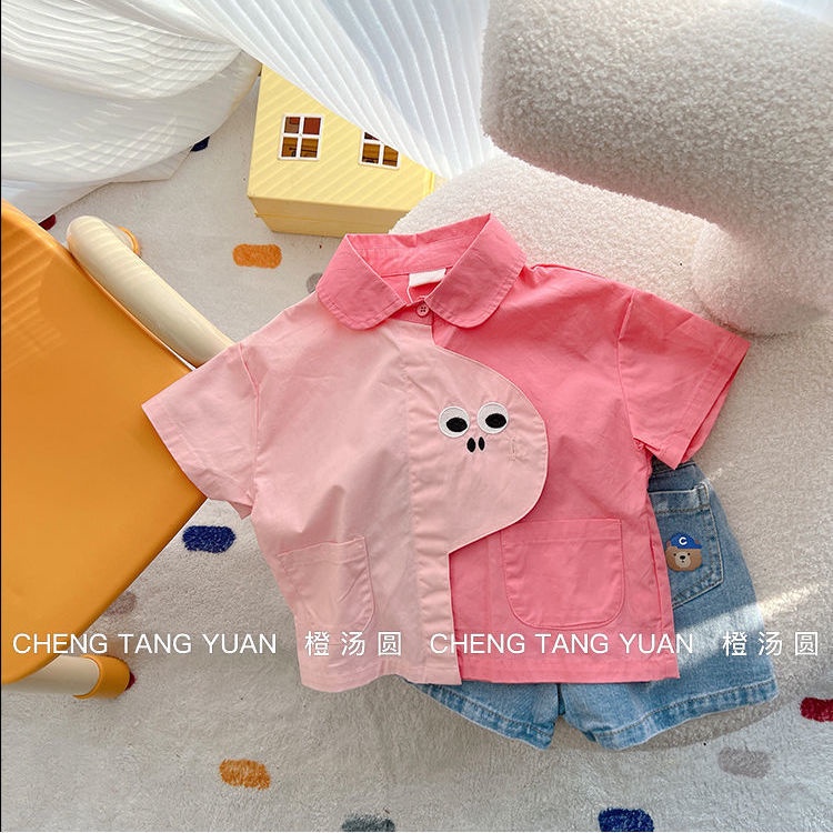 Áo Sơ Mi Ngắn Tay Họa Tiết Hoạt Hình Thời Trang Mùa Hè Hàn Quốc 2023 Dành Cho Bé