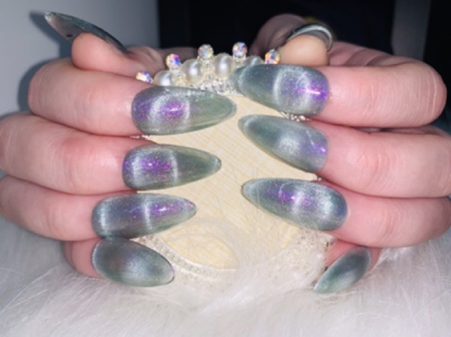 Bột trang gương mắt mèo kim cương trang trí nail