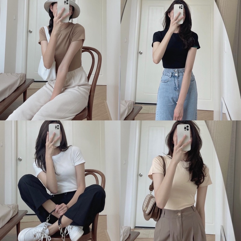 ÁO PHÔNG TRƠN DÁNG VỪA DỄ PHỐI ÁO THUN CROPTOP TRƠN VẢI ĐẸP