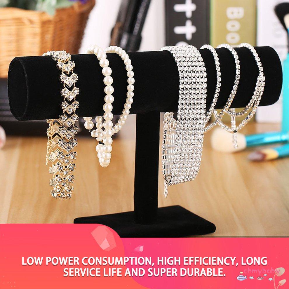 Màn hình trang sức Đứng da lộn Vòng đeo tay Chuỗi Đồng hồ T-Bar Giá treo đồ trang sức