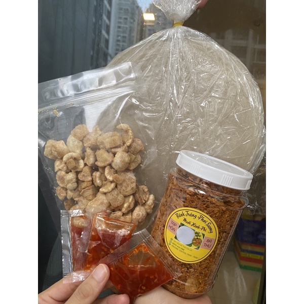 (TẶNG ỚT RIM) CB BÁNH TRÁNG PHƠI SƯƠNG + MUỐI HÀNH PHI + TÓP MỠ