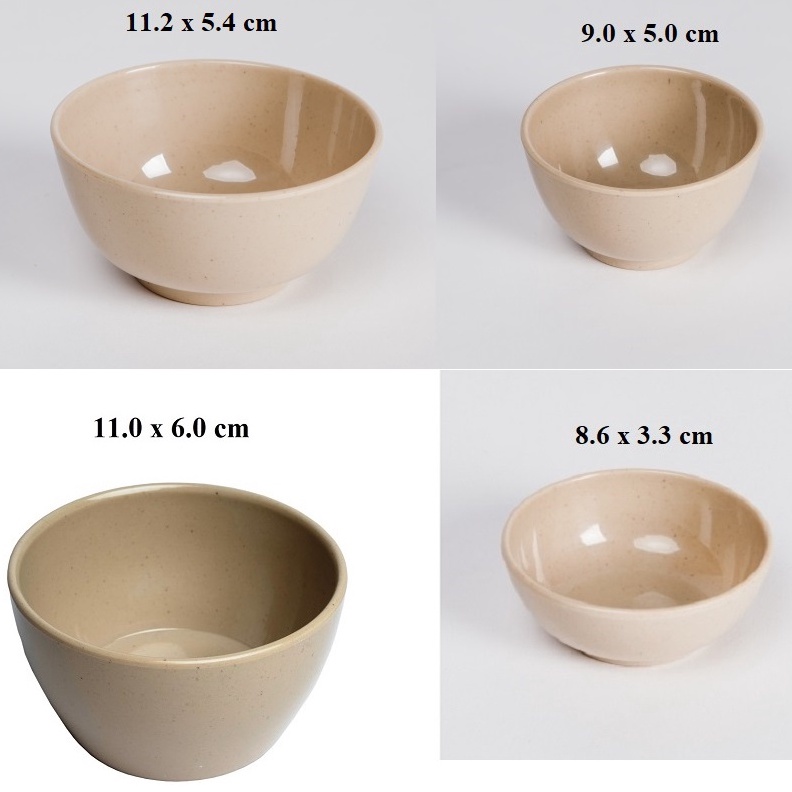 Chén(Bát) Đựng Cơm, Chè, Nước Chấm Gia Vị Nhựa Melamine Màu Nâu Nhiều Size