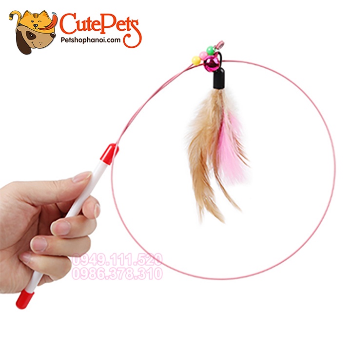 Đồ chơi cho mèo cần câu bằng thép gắn lông dành cho mèo - Phụ kiện thú cưng Hà Nội
