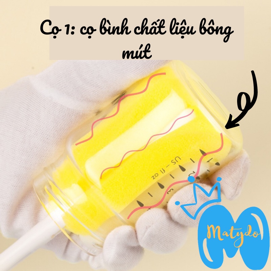 Cọ rửa bình sữa và núm ty MATYDO 5 chi tiết mềm mại an toàn cao cấp CB02